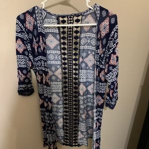 Navy blue patterned kimono